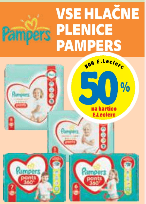 Vse hlačne plenice Pampers - Akcija v trgovini E.Leclerc