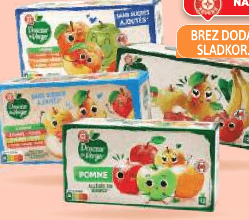 Sadna kaša "Pouch" Douceur Du Verger 12x90g - Akcija v trgovini E.Leclerc