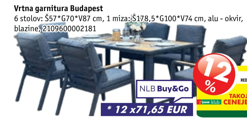 Vrtna garnitura Budapest 6 stolov, 1 miza - Akcija v trgovini Jager