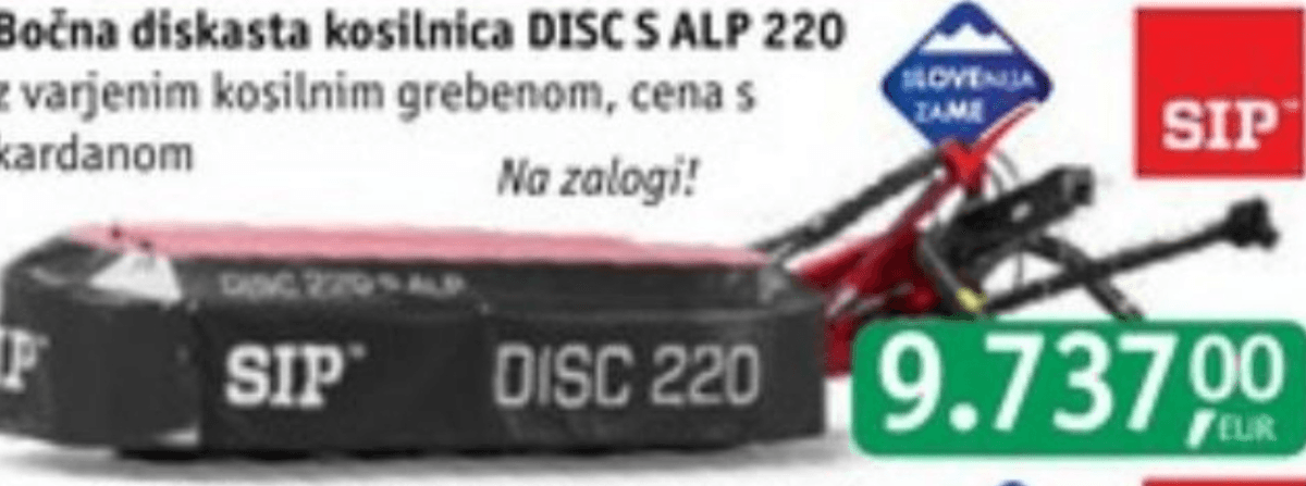 Bočna diskasta kosilnica DISC S ALP 220 SIP - Akcija v trgovini Jager