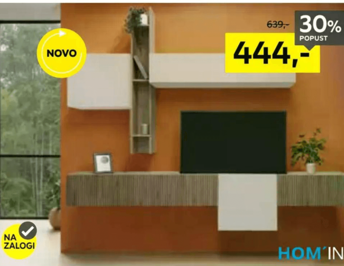 Dnevni regal HOM'IN - Akcija v trgovini Lesnina