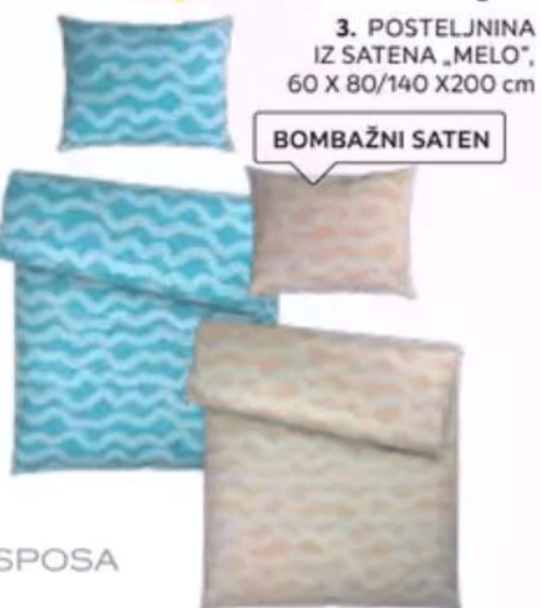 Posteljnina iz satena „MELO" 60 X 80/140 X 200 cm ESPOSA - Akcija v trgovini Lesnina