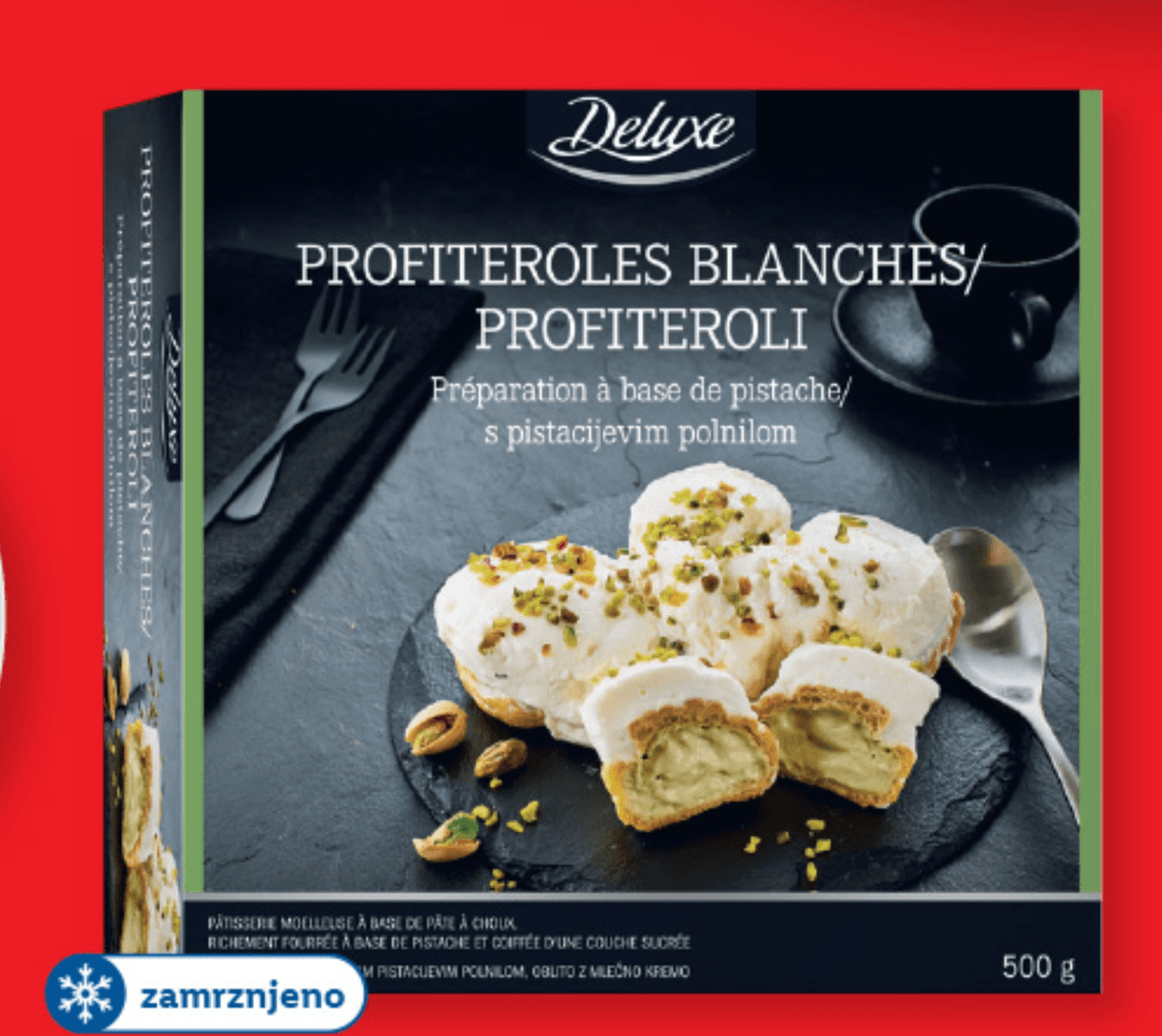 Deluxe Profiteroli s pistacijevim polnilom 500 g - Akcija v trgovini Lidl
