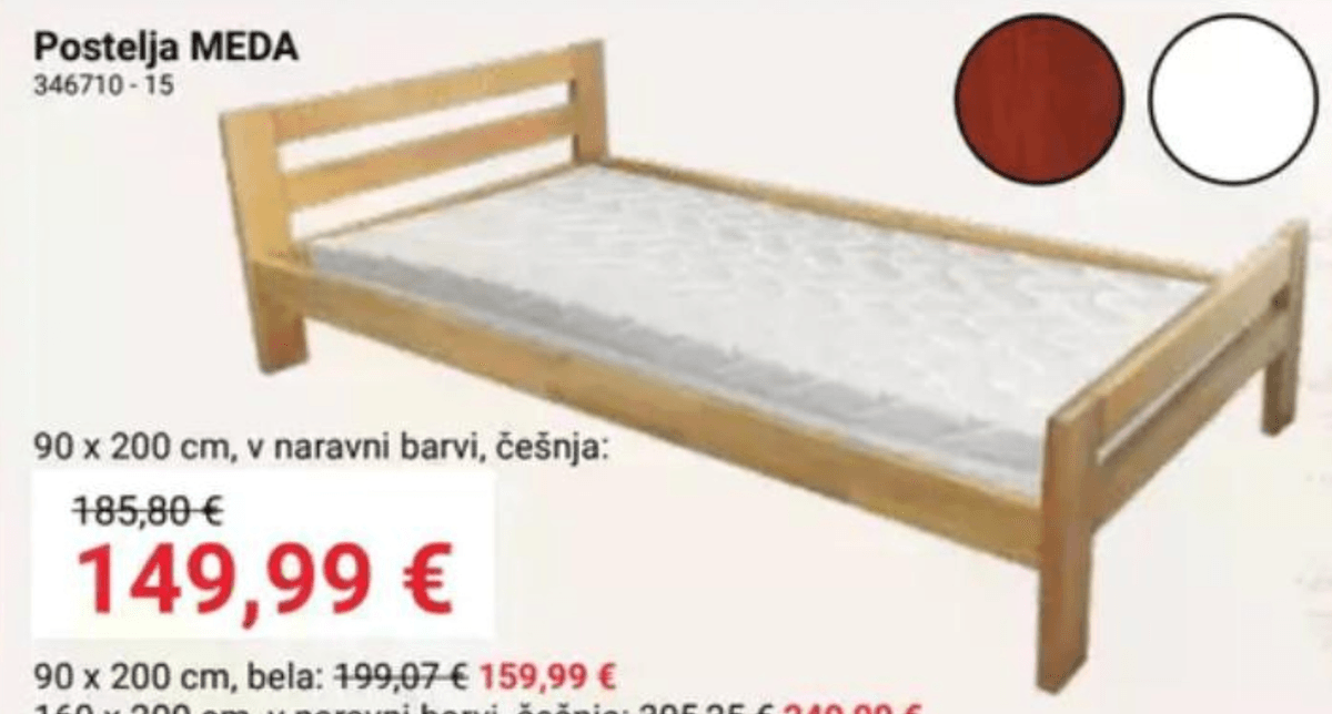 Postelja MEDA 90 x 200 cm - Akcija v trgovini Pevex