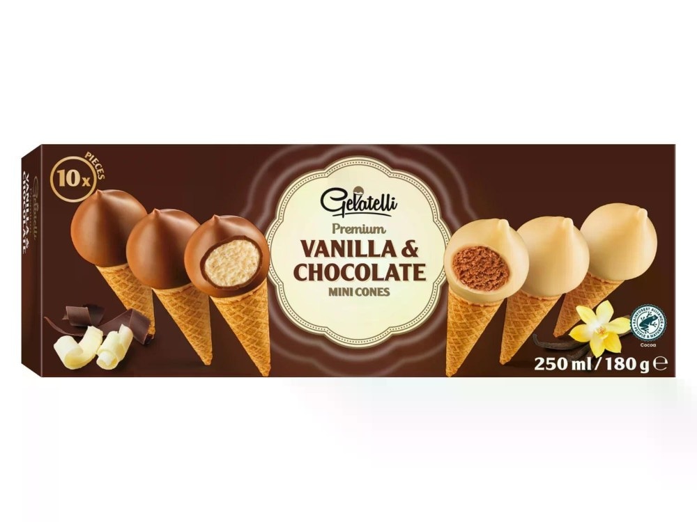 Gelatelli Premium mini korneti 10 x 25 ml Akcija v trgovini Lidl