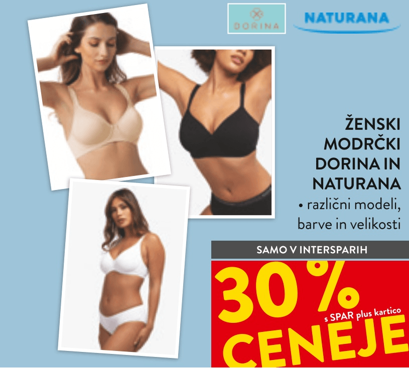 ŽENSKI MODRČKI DORINA IN NATURANA - Akcija v trgovini Spar