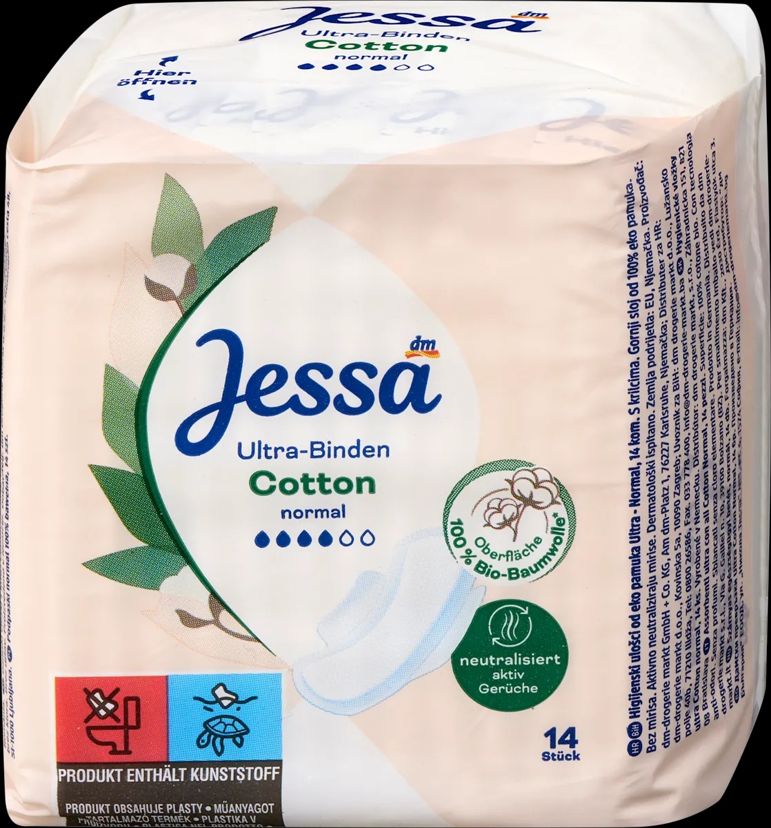 Jessa Cotton Normal damski vložki s krilci 14 kosov - Akcija v trgovini Dm