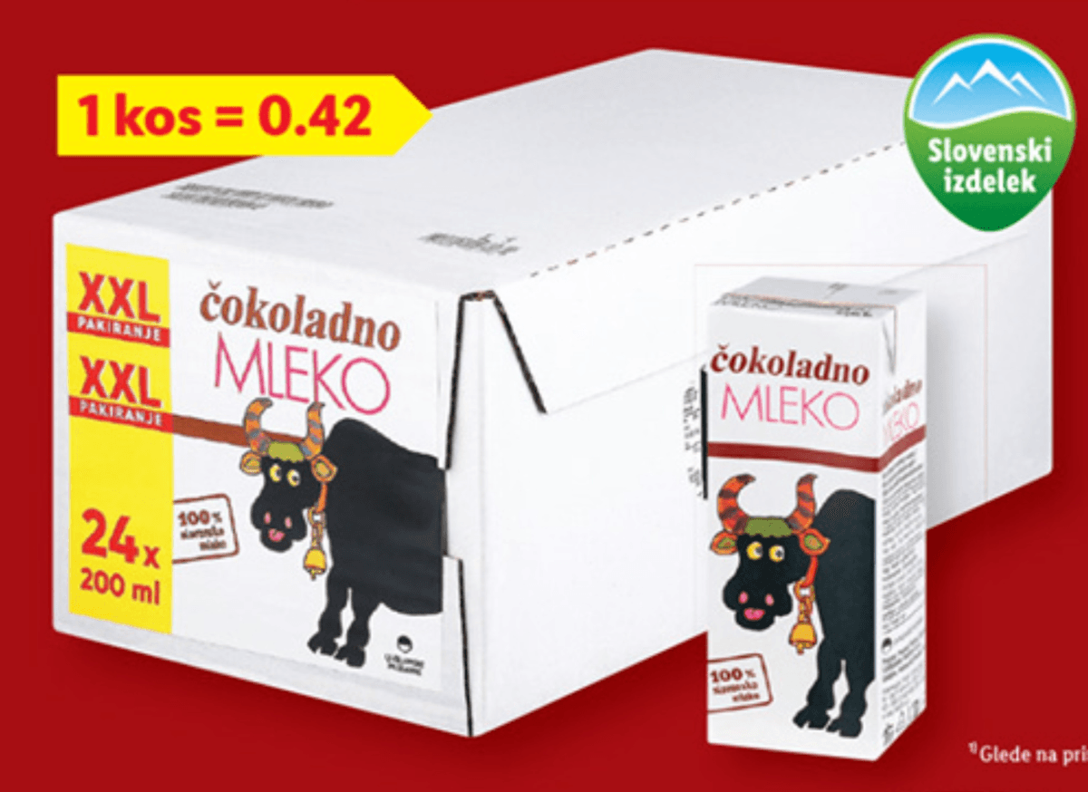 Ljubljanske Mlekarne Čokoladno mleko XXL 24 x 200 ml - Akcija u trgovini Lidl