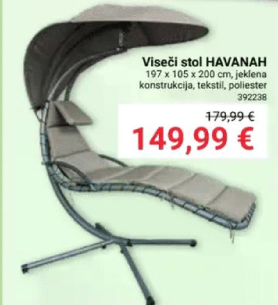 Viseči stol HAVANAH - Akcija v trgovini Pevex