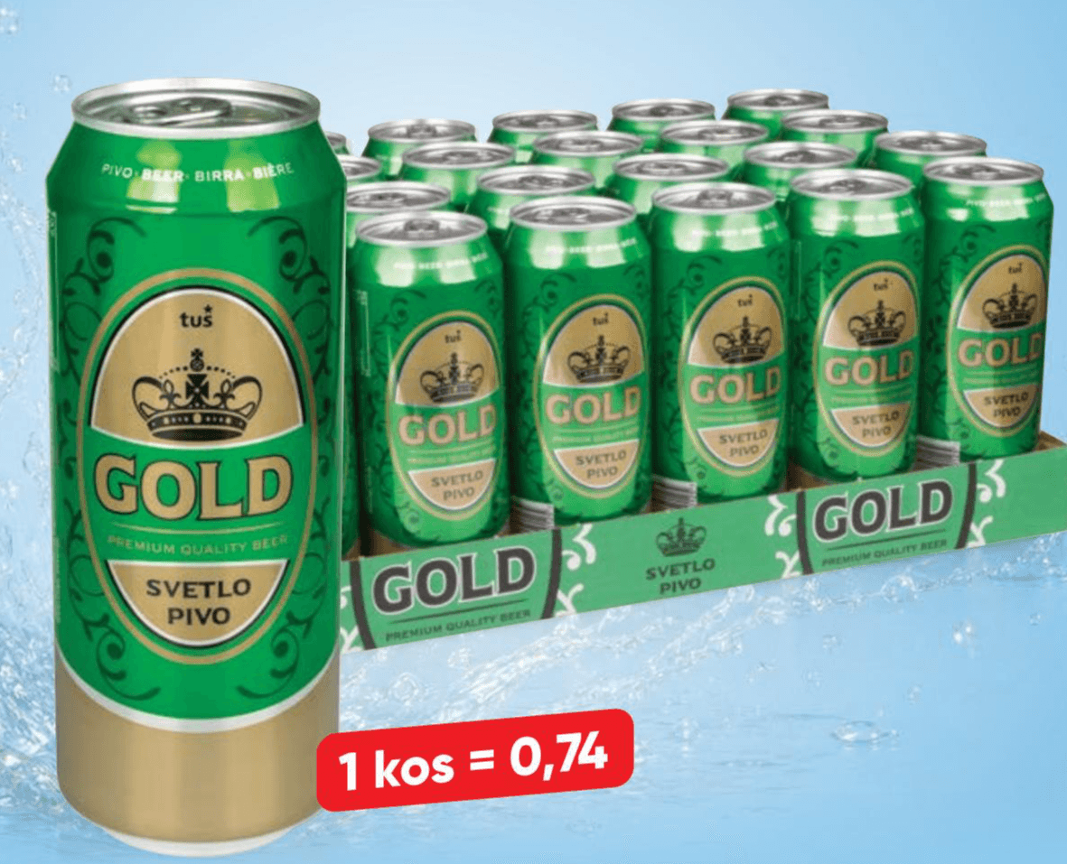 Svetlo pivo Gold 0,5 l Akcija v trgovini Tuš