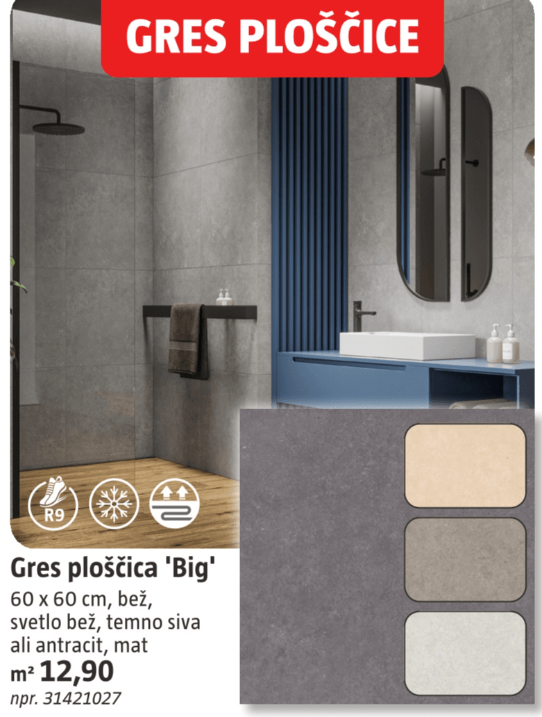 Gres ploščica 'Big' - Akcija v trgovini Bauhaus