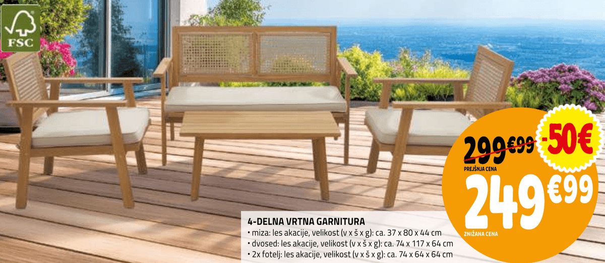 4-DELNA VRTNA GARNITURA - Akcija v trgovini E.Leclerc