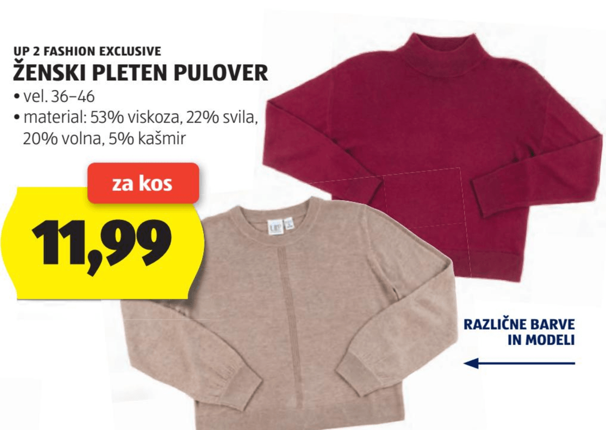 Ženski pleten pulover UP 2 Fashion Exclusive - Akcija v trgovini Hofer