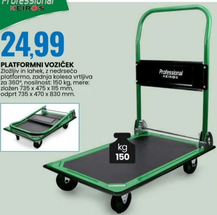 Platformni voziček Professional KEIROS - Akcija v trgovini Eurospin
