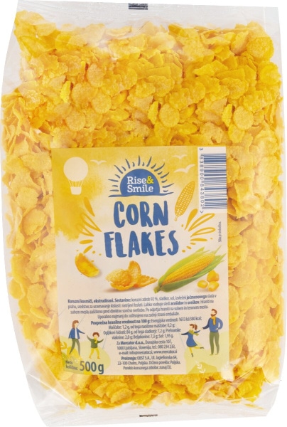 Koruzni kosmiči Rise & Smile Mercator 500 g - Akcija v trgovini Mercator