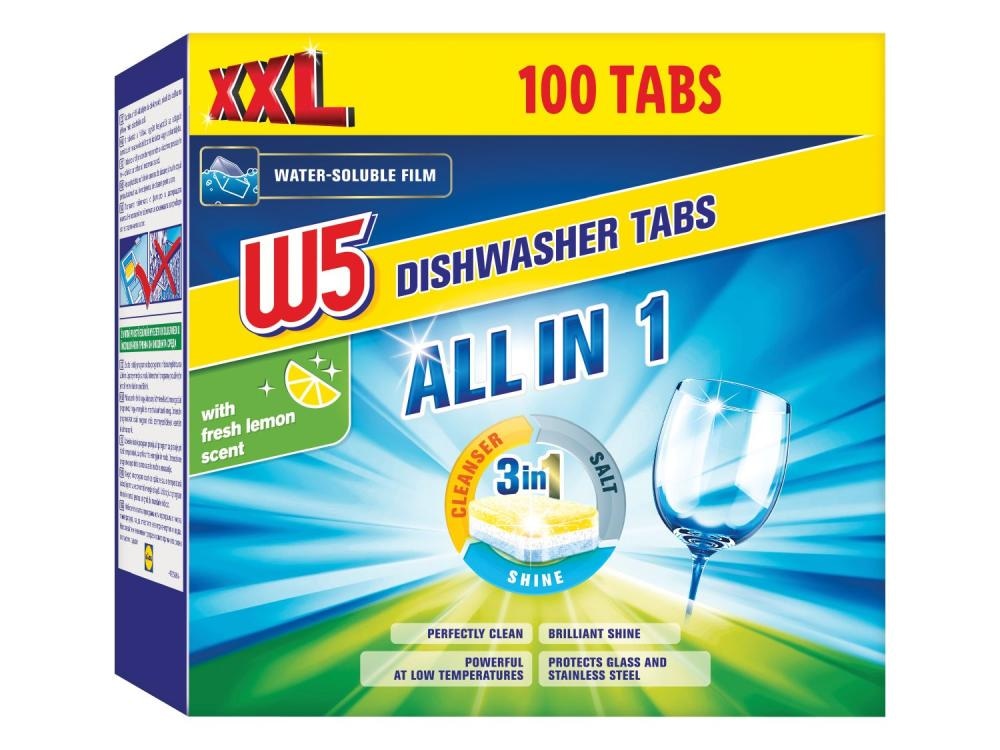 W5 Tablete za strojno pomivanje posode 100 kosov - Akcija v trgovini Lidl