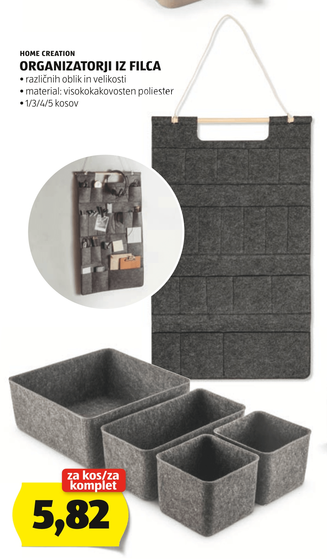 Home Creation Organizatorji iz filca - Akcija v trgovini Hofer