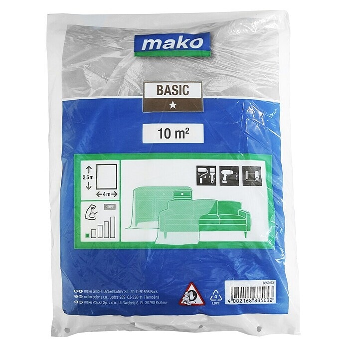 Prekrivna folija š 4 x d 2,5 m, za 10 m² mako - Akcija v trgovini Bauhaus