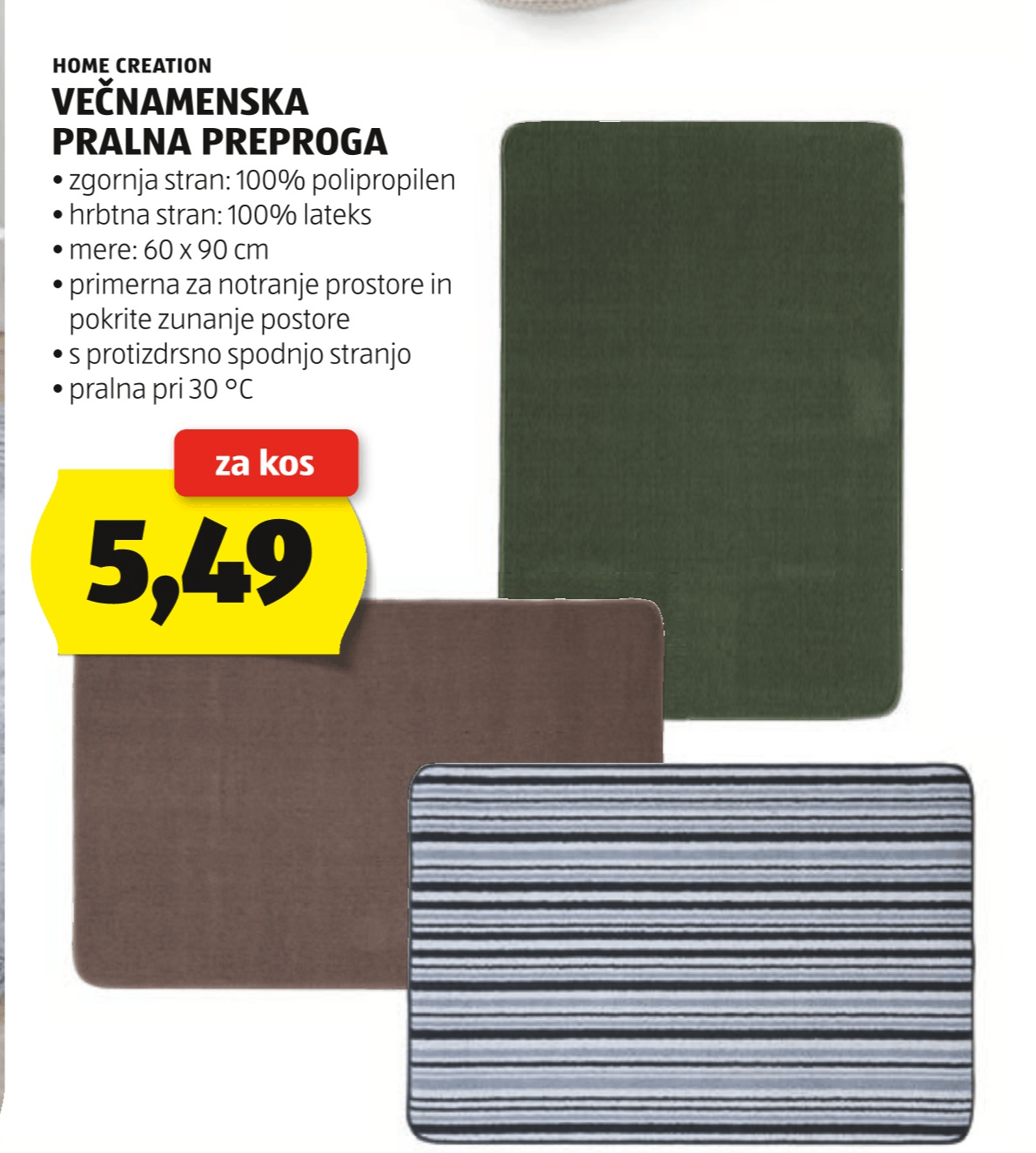 Večnamenska pralna preproga 60 x 90 cm Home Creation - Akcija v trgovini Hofer