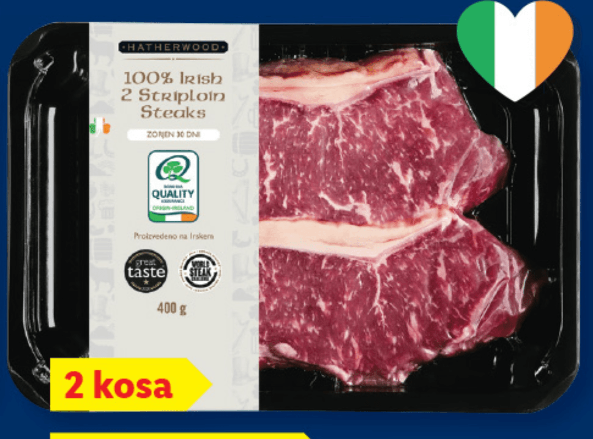 HATHERWOOD Sveži irski goveji „Striploin“ steak 400 g - Akcija v trgovini Lidl