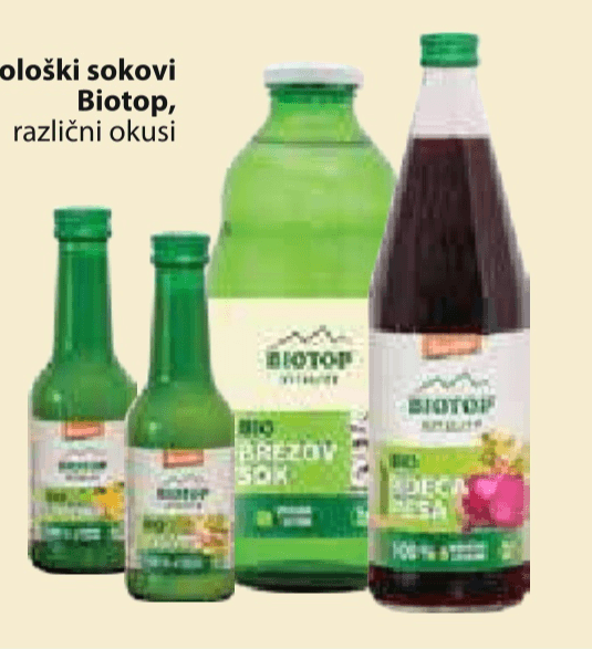 Ekološki sokovi Biotop - Akcija v trgovini Mercator