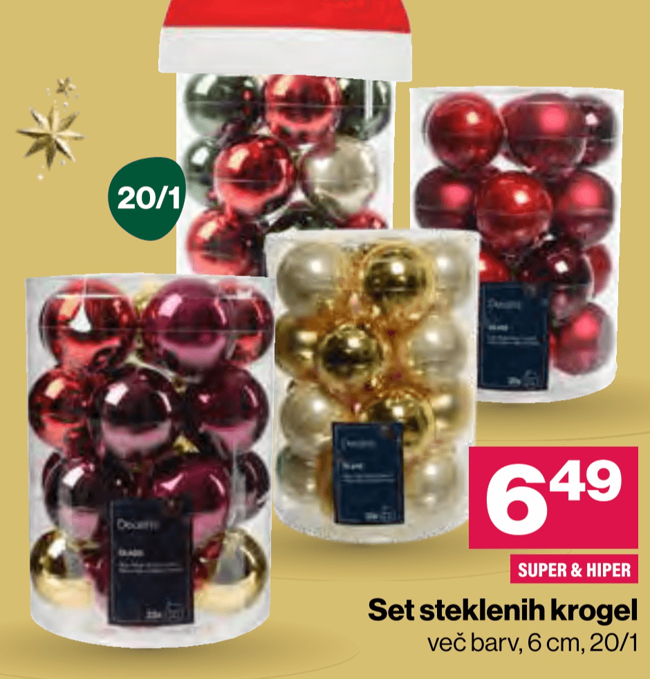 Set steklenih krogel 20/1 - Akcija v trgovini Mercator