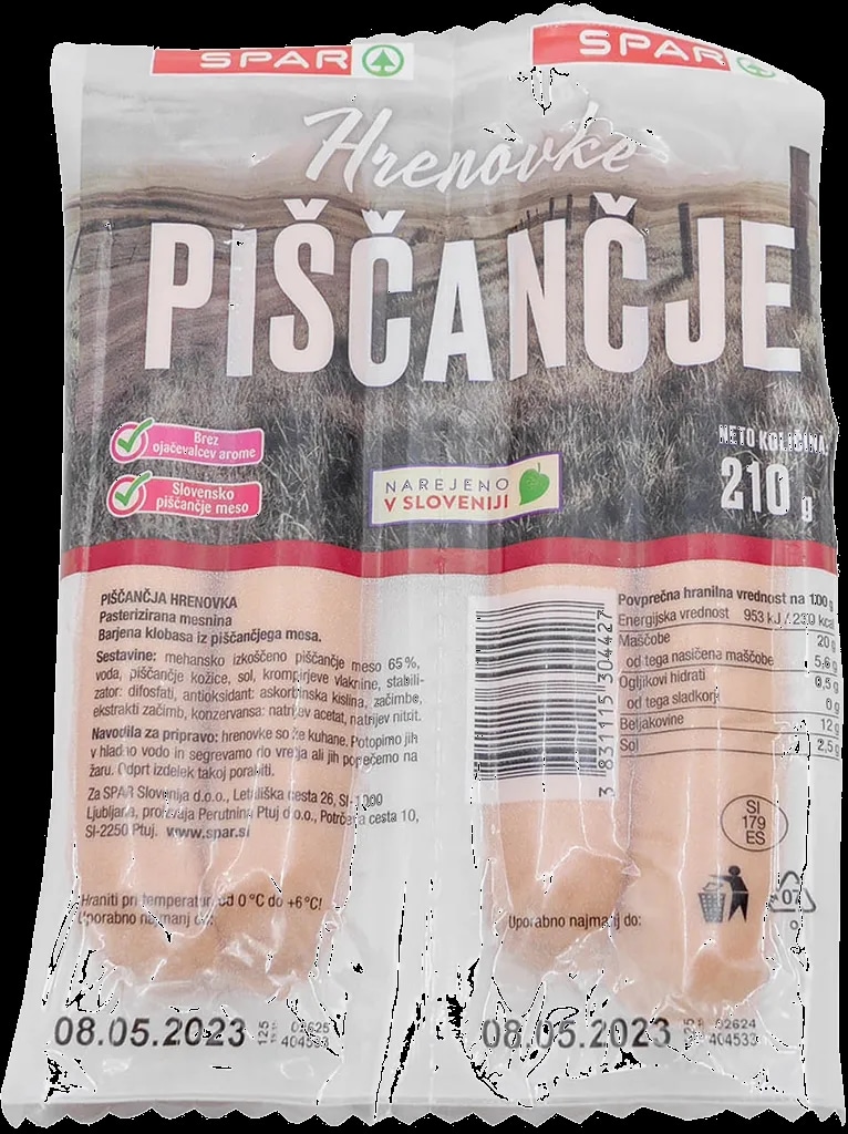 Piščančje hrenovke 210 g - Akcija v trgovini Spar