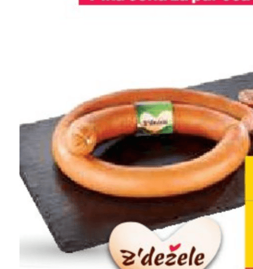 Hmeljarska klobasa Z'dežele Akcija v trgovini Mercator