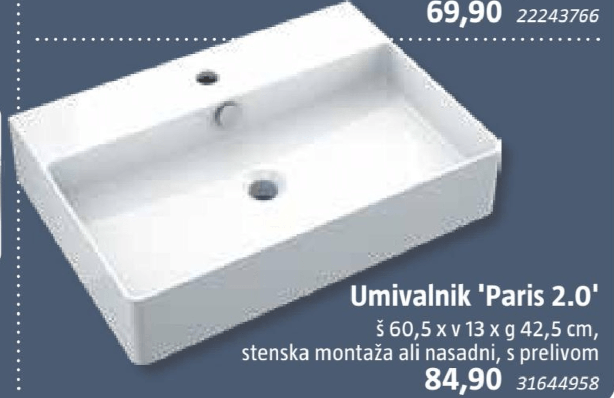 Umivalnik 'Paris 2.0' - Akcija v trgovini Bauhaus