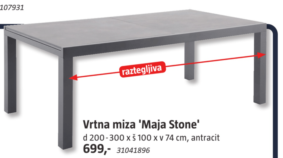 Vrtna miza 'Maja Stone' - Akcija v trgovini Bauhaus