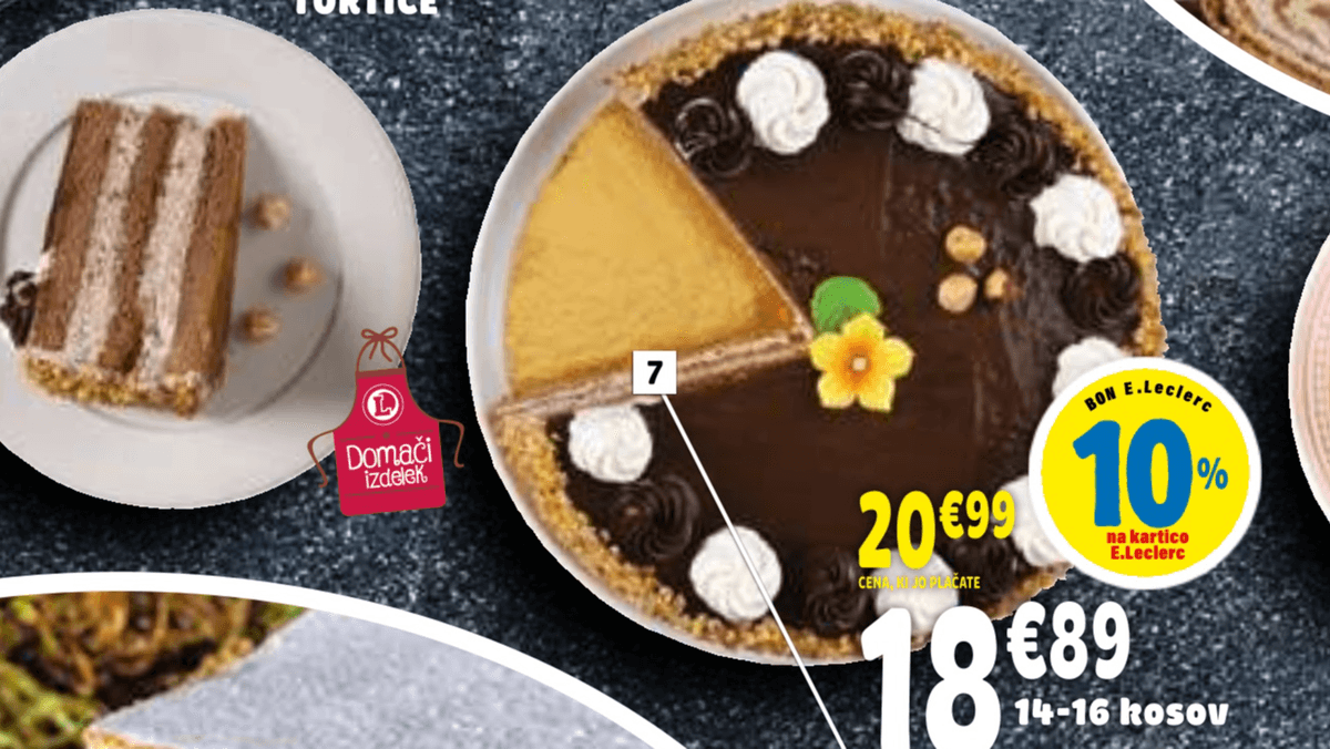 Nugat torta 14-16 kosov Domači izdelek - Akcija v trgovini E.Leclerc