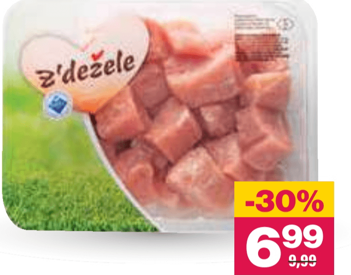 Kocke iz svinjskega stegna Z'dežele 850 g - Akcija v trgovini Mercator