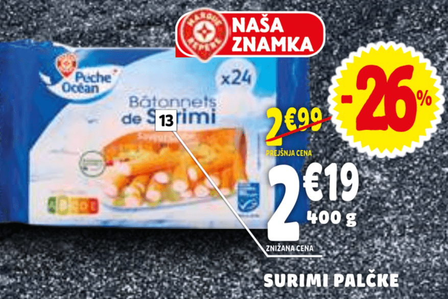 Surimi palčke 400 g Pêche Océan - Akcija v trgovini E.Leclerc