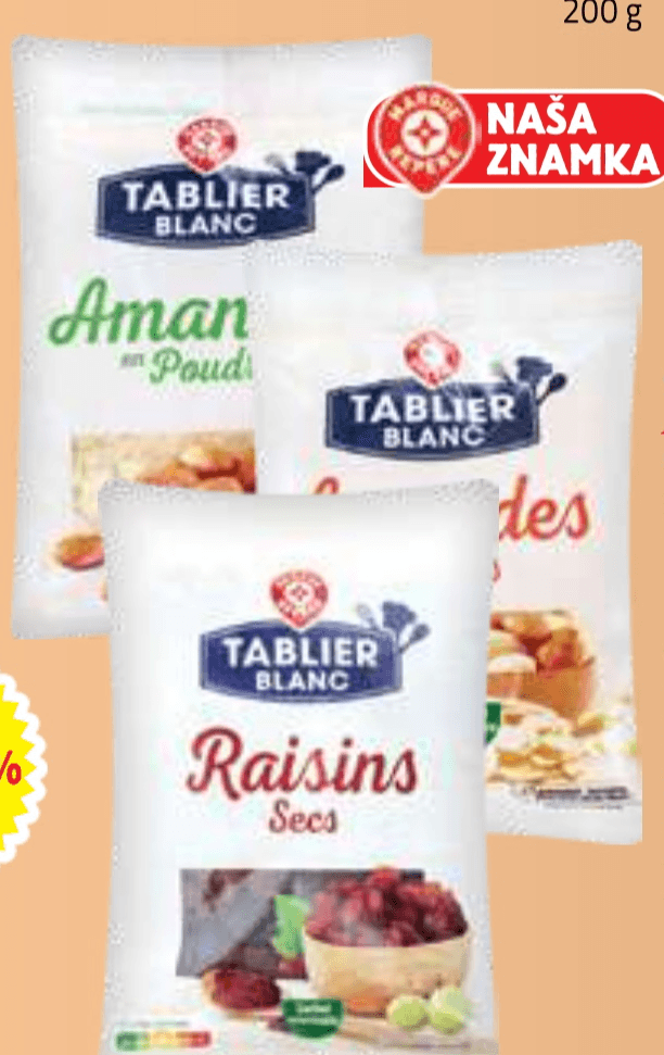 Mandlji Tablier Blanc 125 g - Akcija v trgovini E.Leclerc