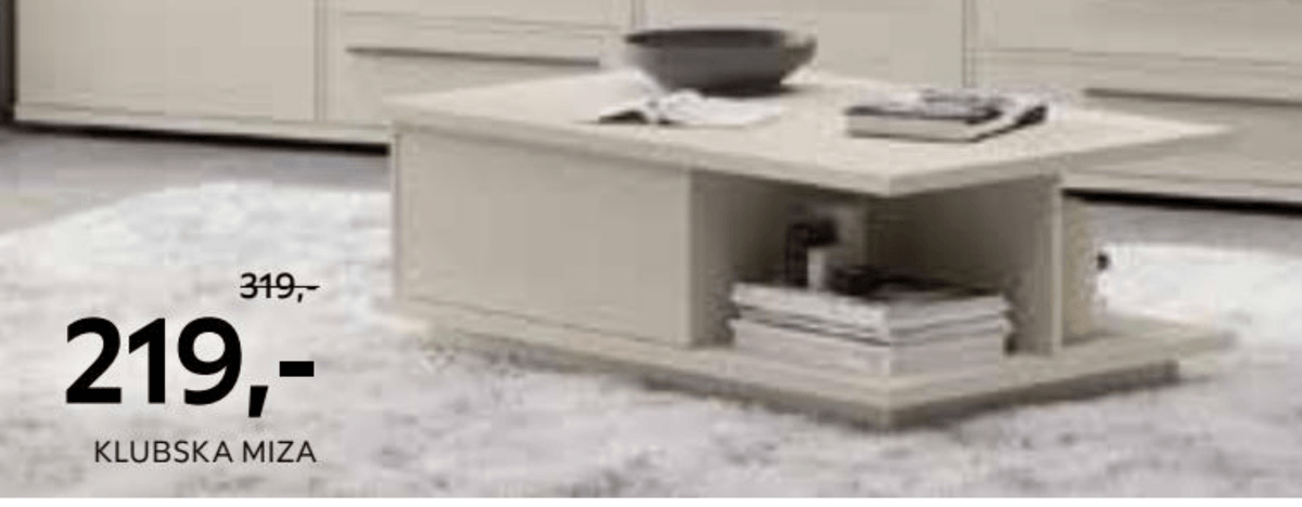 Klubska miza - Akcija v trgovini Lesnina