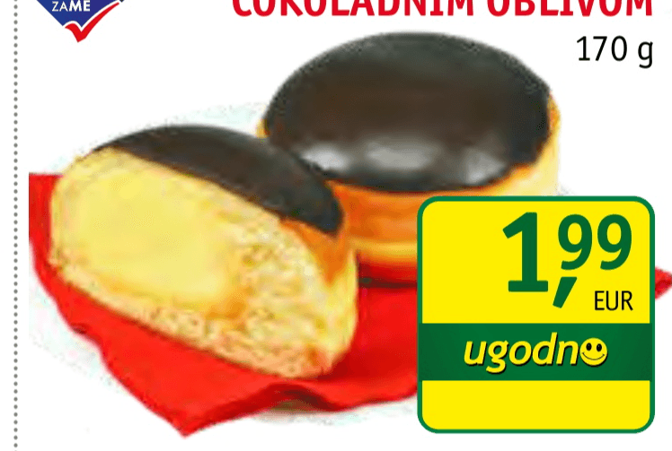 Krof z vanilijevo kremo in čokoladnim oblivom 170 g - Akcija v trgovini Jager