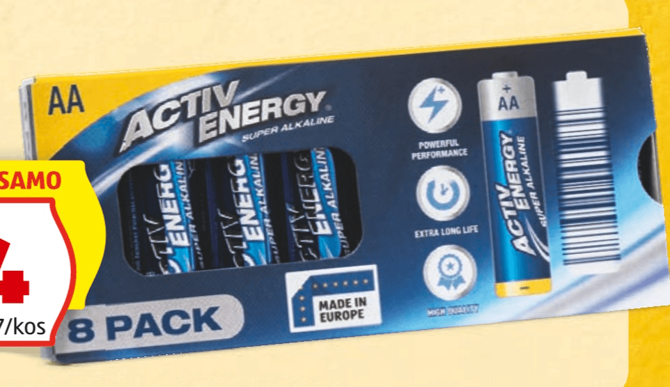 Activ Energy Alkalne Baterije AA 8 kosov - Akcija v trgovini Hofer