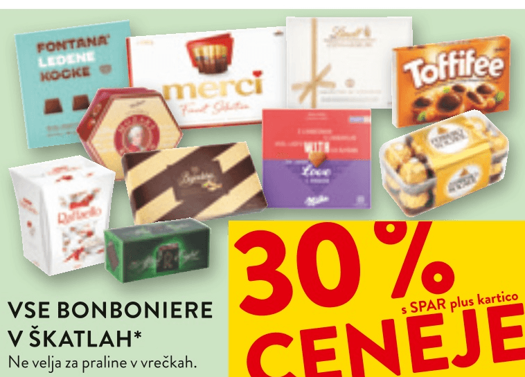 Vse bonboniere v škatlah - Akcija v trgovini Spar