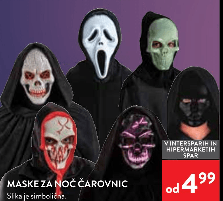 Maske za noč čarovnic - Akcija v trgovini Spar