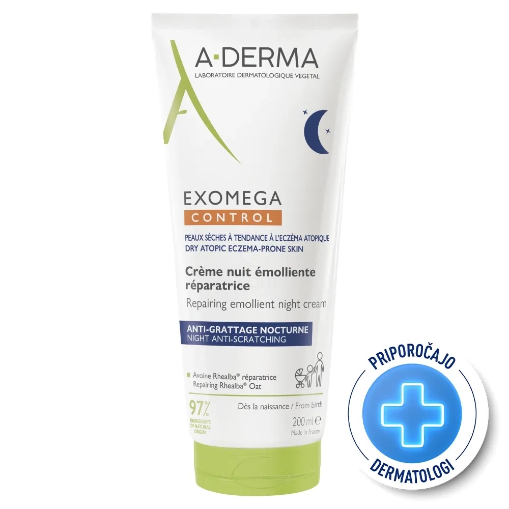 A-Derma dermatološka nočna krema Exomega Control 200 ml Akcija v trgovini E.Leclerc