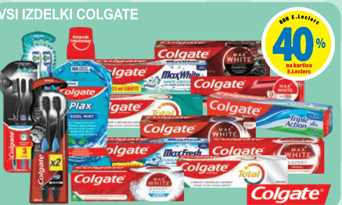 Vsi izdelki Colgate - Akcija v trgovini E.Leclerc
