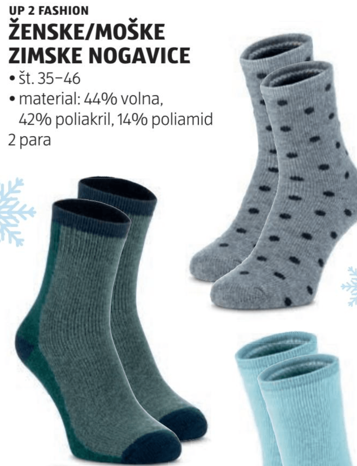 Ženske/Moške zimske nogavice 2 para UP 2 FASHION - Akcija v trgovini Hofer