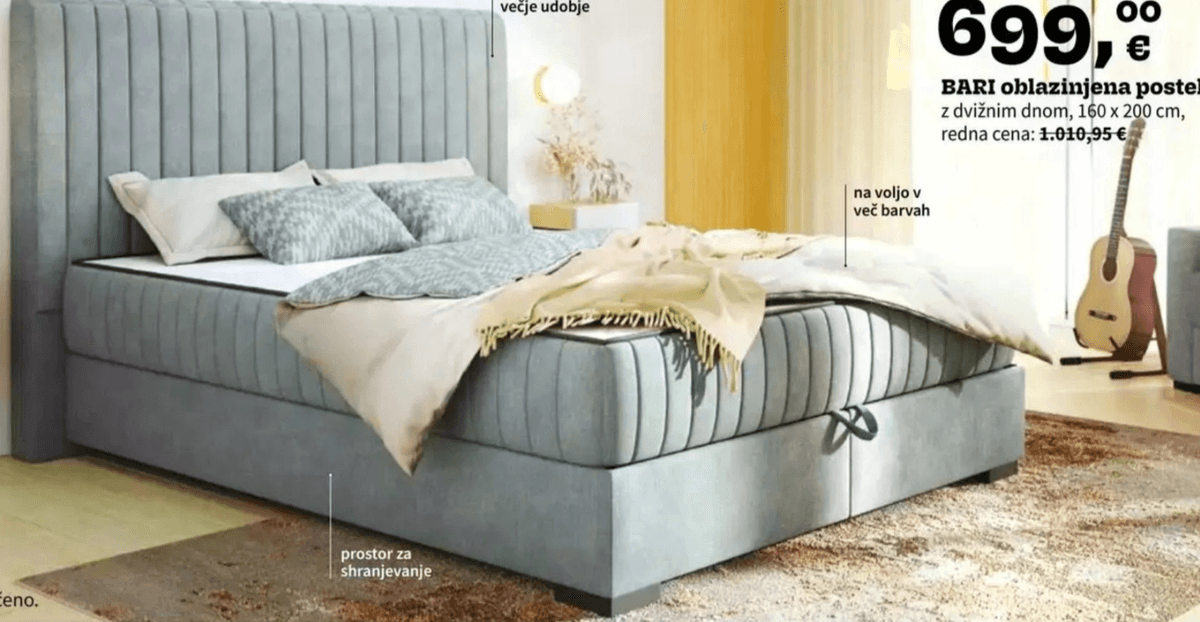 BARI oblazinjena postelja 160 x 200 cm - Akcija v trgovini Prima