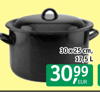 Lonec s pokrovko emajliran 30 x 25 cm, 17,5 L - Akcija v trgovini Jager