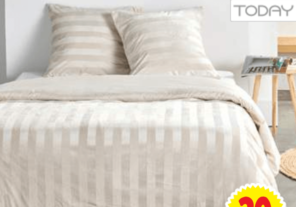 Posteljni komplet Črtasti Velur 240 x 220 + 2x 63 x 63 cm TODAY - Akcija v trgovini E.Leclerc