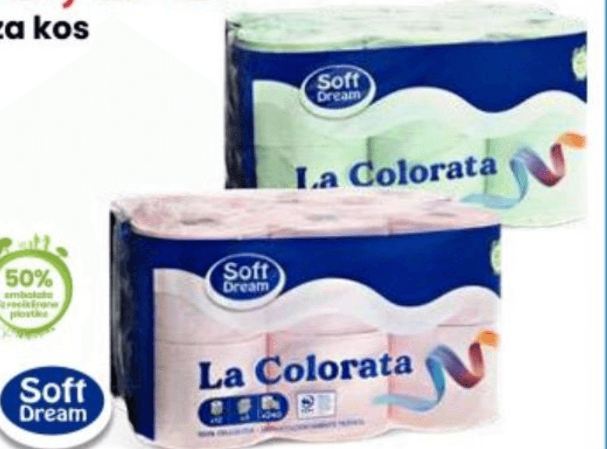 Soft Dream La Colorata barvani toaletni papir 12 rol - Akcija v trgovini Eurospin