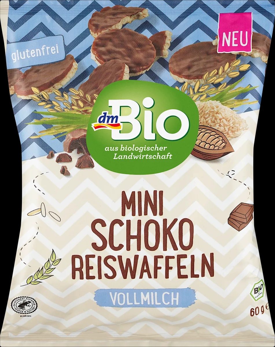 dmBio riževi vaflji z mlečno čokolado 100 g - Akcija v trgovini Dm