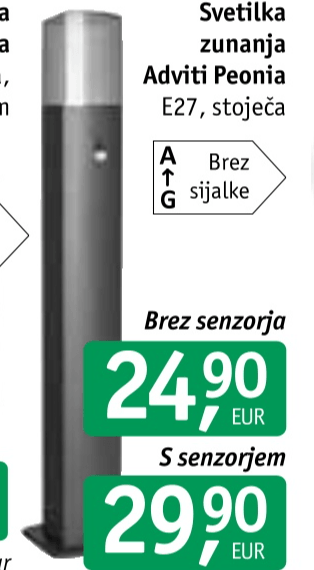 Svetilka zunanja Adviti Peonia - Akcija v trgovini Jager