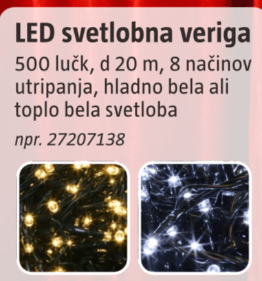 LED svetlobna veriga - Akcija v trgovini Bauhaus