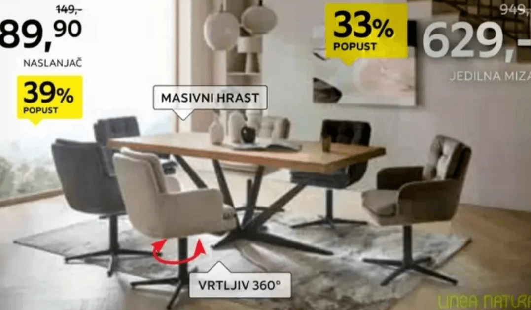 Jedilna miza LINEA NATURA - Akcija v trgovini Lesnina